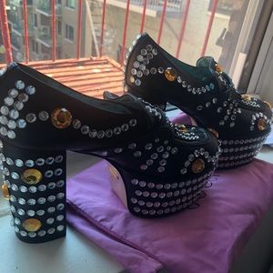 Gucci Platform Mary Janes with gem stone detail